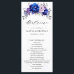 Royal Blue Lilac Lila Blommigt Bröllop Program<br><div class="desc">Elegant royal blue lilac lavender blommigt Tema bröllopsprogram med elegant bouquet av blommor av royal blue,  Navy,  silver,  lilac färg ro buds and sage grönt eucalyptus lövs. Kontakta mig om du behöver hjälp med anpassning eller om du behöver någon annan produkt med den här designen.</div>
