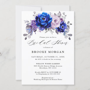 Royal Blue Lilac Lila Blommigt Möhippa Inbjudningar