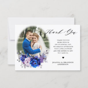 Royal Blue Lilac Lila Blommigt Wedd - tackkort Tack Kort
