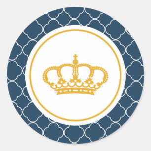 Royal Blue Little Prince Krona Sticker Runt Klistermärke