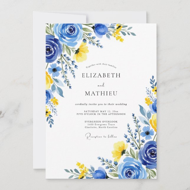 Royal Blue Luminous Summer Wedding Inbjudningar (Framsida)