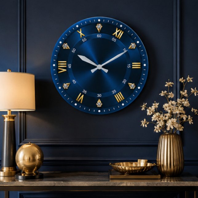 Royal Blue Luxury Crystal Accents  Stor Klocka (Skapare uppladdad)