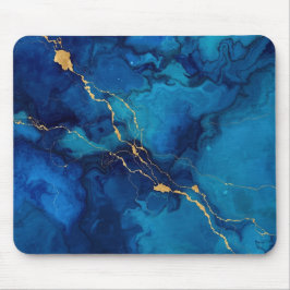 Royal Blue Marble Gold Accent Mousepad Musmatta