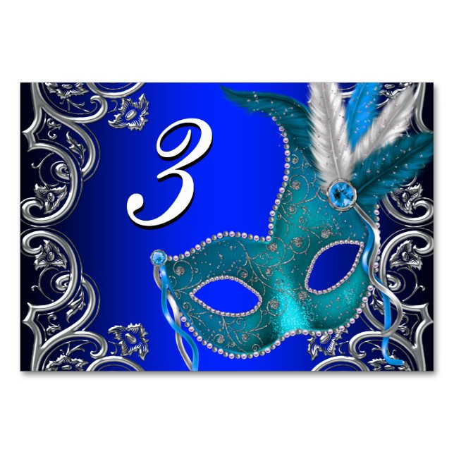 Royal Blue Masquerad Party Bordsnummer (Framsidan)