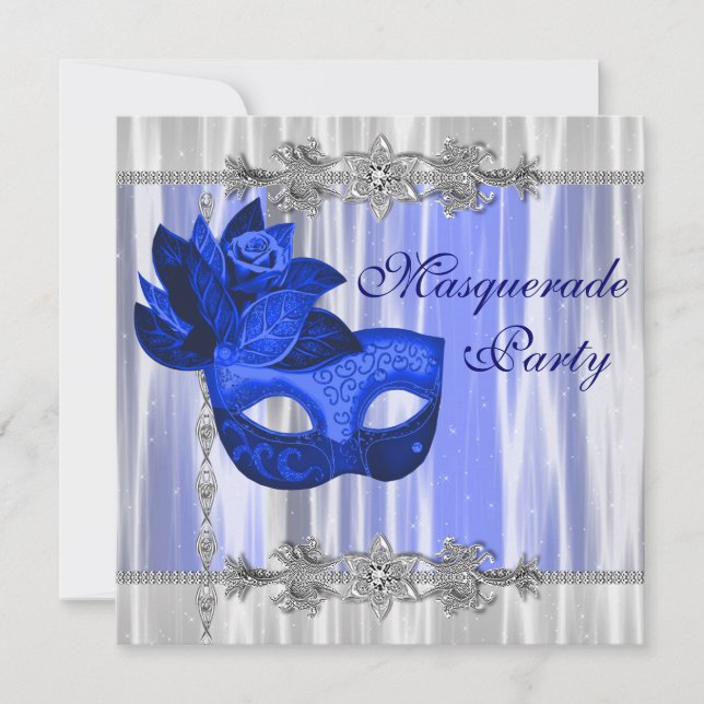 Royal Blue Masquerad Party Inbjudningar (Framsida)