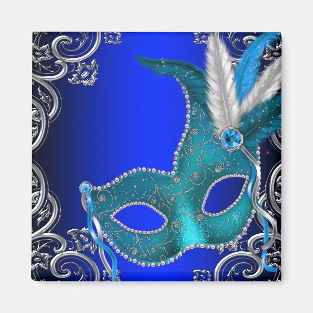 Royal Blue Masquerad Party Magnet (Framsidan)