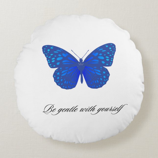 royal blue med butterfly-konstruktionen positiv ci rund kudde (Framsidan)