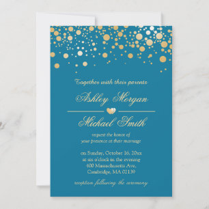 Royal Blue med Guld Confetti Polka dots Bröllop Inbjudningar
