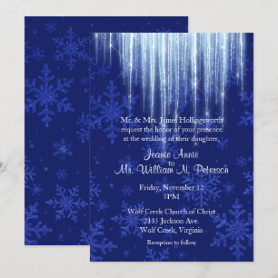 Royal Blue med Icicles Winter Wedding-inbjudan Inbjudningar
