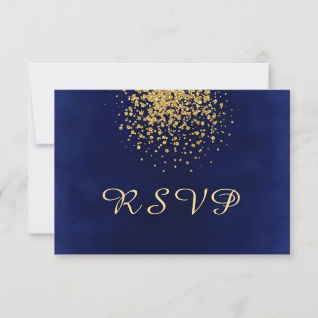Royal Blue med Stänk i Guld Confetti OSA Kort (Framsida)