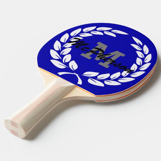 Royal Blue med Victory WAN och Monogram/Namn Pingisracket (Frontvinkel)