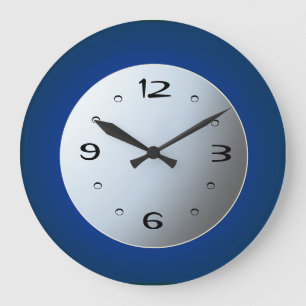 Royal Blue med Vita Måne Center Kitchen Clock Stor Klocka