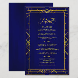 Royal Blue Menu i Antique Geometric Guld Ram