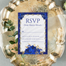 Royal Blue Metallic Elegant Blommigt Bröllop