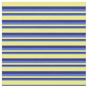 Royal Blue, Midnight Blue och Gult Mönster Tyg