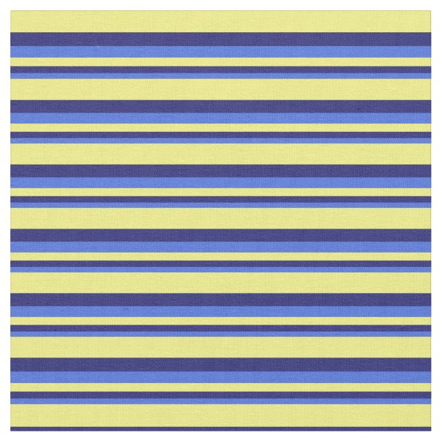 Royal Blue, Midnight Blue och Gult Mönster Tyg (Närbild)