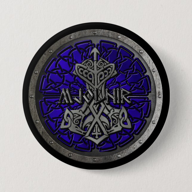 Royal Blue Mjolnir Shield Knapp (Framsida)