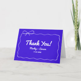 Royal Blue Modern Hand Lettered Bröllop Folged Tack Kort