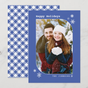 Royal Blue Modern Minimalist Photo Card Julkort