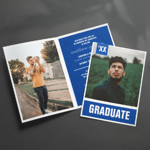 Royal Blue Modern Texturerat foto Studenten Inbjudan