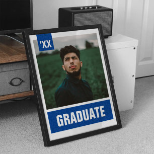 Royal Blue Modern Texturerat foto Studenten Poster