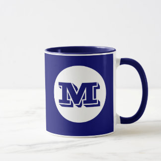 Royal Blue Monogram Anpassningsbar Tryckt kaffe Mu Mugg