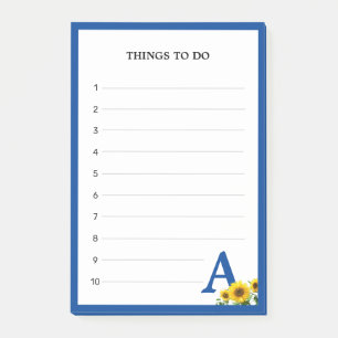 Royal Blue Monogram & Solros saker att göra Post-it Block