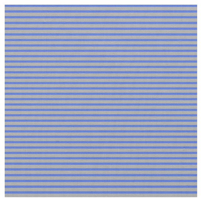 Royal Blue & Mörk Grått Färgad Rand Tyg (Närbild)