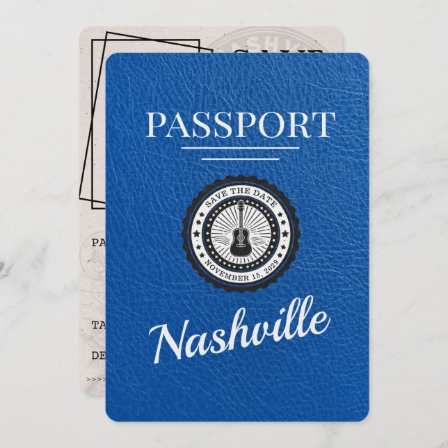 Royal Blue Nashville Passport Spara datum Spara Datumet (Fram/baksida)