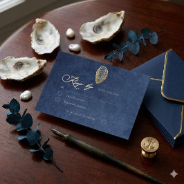 Royal Blue Navy Ocean Bröllop RSVP Svarskort OSA Kort