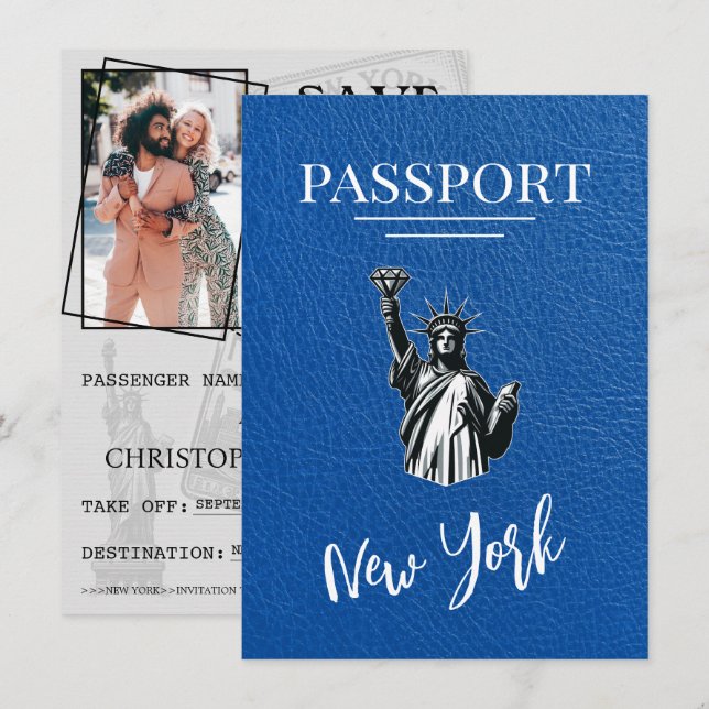Royal Blue New York City Passport Spara datum Datumet (Fram/baksida)