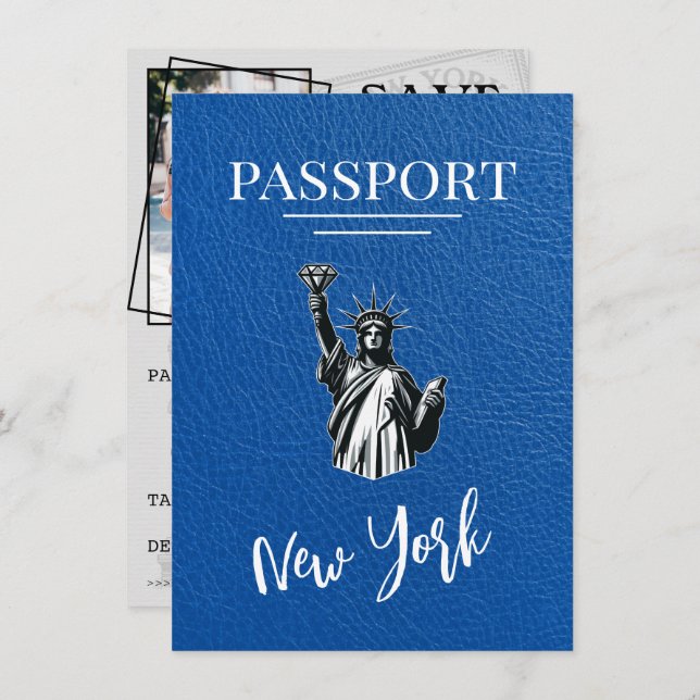 Royal Blue New York City Passport Spara datum Spara Datumet (Fram/baksida)