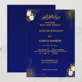 Royal Blue Nikah Islamic Wedding bjudande Inbjudningar