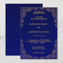 Royal Blue Nikah Islamic Wedding bjudande