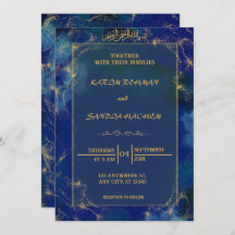 Royal Blue Nikah Islamic Wedding bjudande