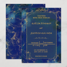 Royal Blue Nikah Islamic Wedding bjudande