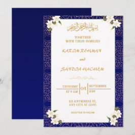 Royal Blue Nikah Islamic Wedding bjudande Inbjudningar