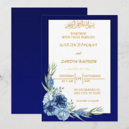 Royal Blue Nikah Islamic Wedding bjudande Inbjudningar