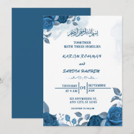 Royal Blue Nikah Islamic Wedding bjudande Inbjudningar