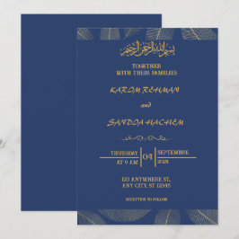 Royal Blue Nikah Islamic Wedding bjudande Inbjudningar