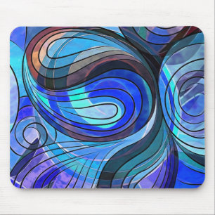 Royal Blue och Aqua Doodle med svart Linjer Musmatta