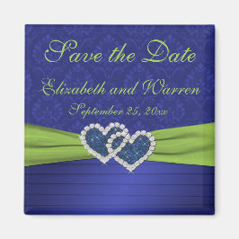 Royal Blue och Chartreuse Damask Magnet