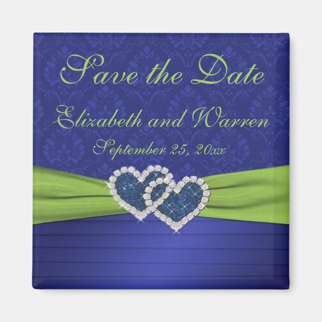 Royal Blue och Chartreuse Damask Magnet (Framsidan)