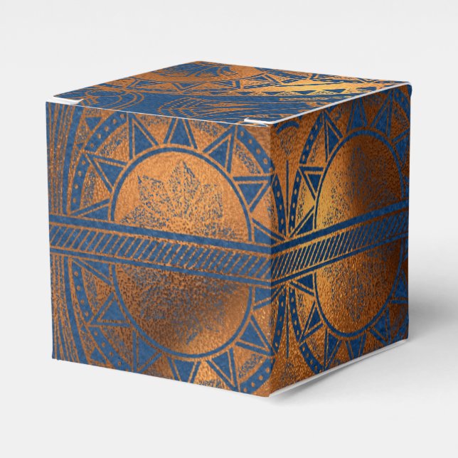 Royal Blue och Copper Gold Foil Egyptian Party Presentaskar (Framsidan Sidan)