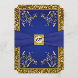 Royal Blue och Guld 65e Birthday Inbjudan