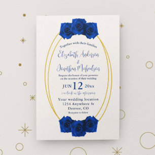 Royal Blue och Guld Geometric Bröllop Inbjudningar
