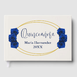 Royal Blue och Guld Geometric Quinceañera Gästböcker