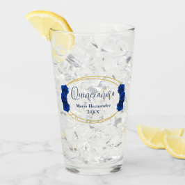 Royal Blue och Guld Geometric Quinceañera Glaskopp