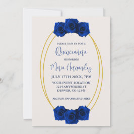 Royal Blue och Guld Geometric Quinceañera Inbjudningar