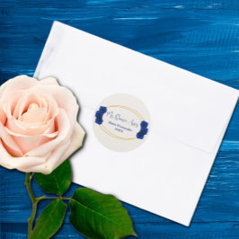 Royal Blue och Guld Geometric Quinceañera Runt Klistermärke